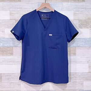 FIGS Catarina One Pocket Scrub Top Blue PO 3182 Nursing Medical Womens Small